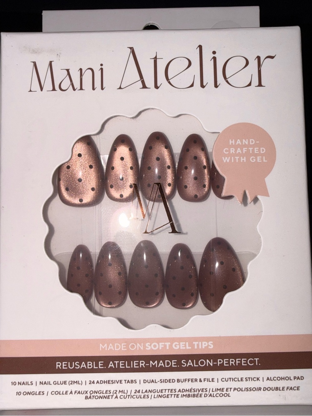 Mani Atelier handcrafted soft gel tips press on nails